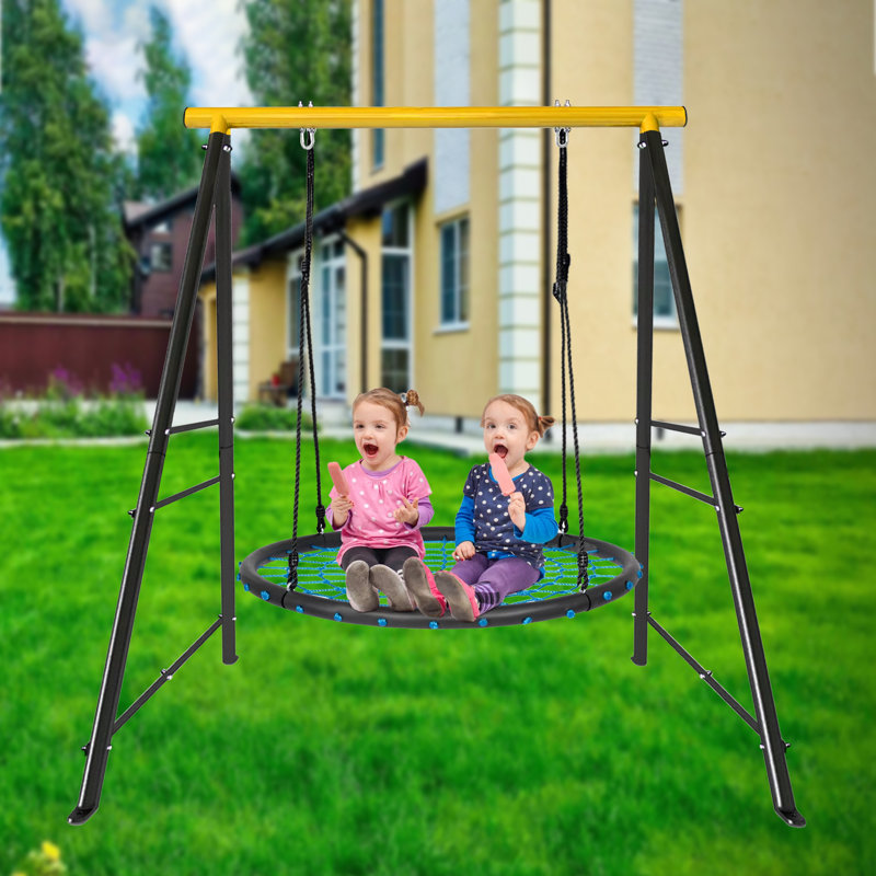 Arlmont Co. Swing Stand Frame Swing Set Frame For Adults Heavy duty Metal A frame Backyard Swing For Indoor Outdoor Swing Chair Porch Swing yellow without Swing Wayfair